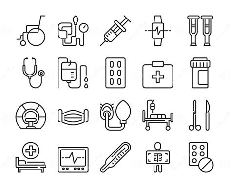 Medical Device Icons Medical Equipment Line Icon Set Editable Stroke