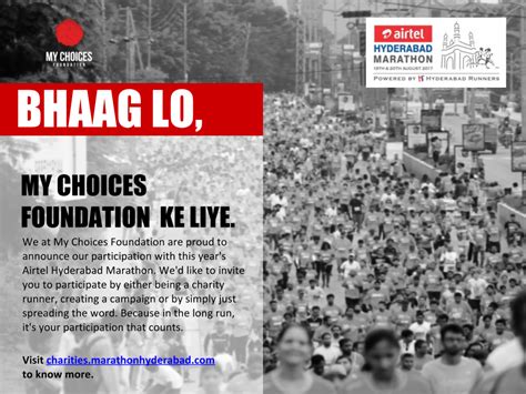 My Choices Foundation Run For A Reason Airtel Hyderabad Marathon