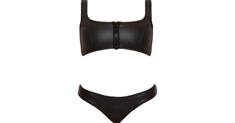 Lisa Marie Fernandez Exclusive Zip Front Neoprene Bikini In Black Lyst