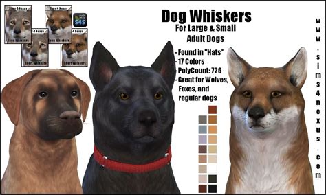 The sims has an active (and occasionally very strange) modding community, and they were hard at work upon the release of the pets expansion, expanding options and interactions available for your pets. Dog Whiskers -Original Content- | Sims 4 Nexus