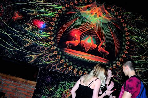 Fluorescent Blacklight Art Tapestry Wallart Psytrance Glow Uv Etsy