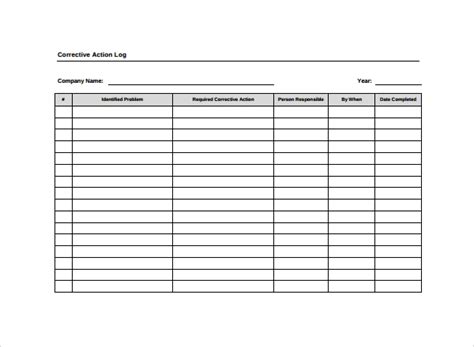 9 Action Log Templates To Download Sample Templates