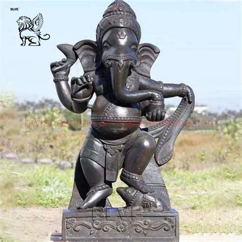 Blve Standing Hindu Elephant God Vinayagar Ganesh Brass Sculpture