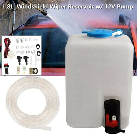 12v Universal Car Windshield 18l Washer Reservoir Pump Bottle Kit With