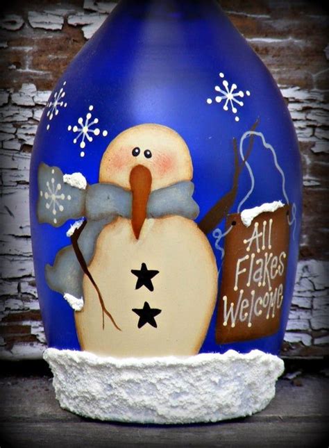 Lighted Snowman Wine Glass Candle Holder Snowman Decor Etsy Snowman