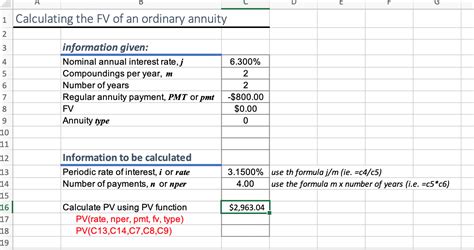 Present Value Of Simple Ordinary Annuity Using Excel In Business Math