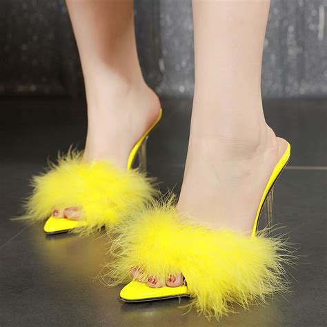 european and american style women s pointed toe furry low cut women s nightclub fine with super