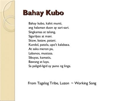 Bahay Kubo Bahay Kubo Kahit Muntiang Halaman Duon Ay Sari Sari