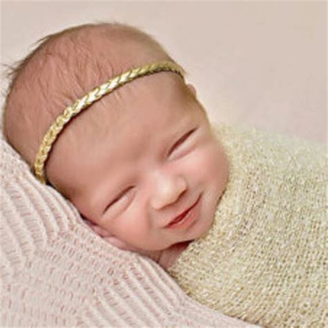 Mhssun 5pcs Gold Color Baby Hairbands Simple Design Elastic Girls