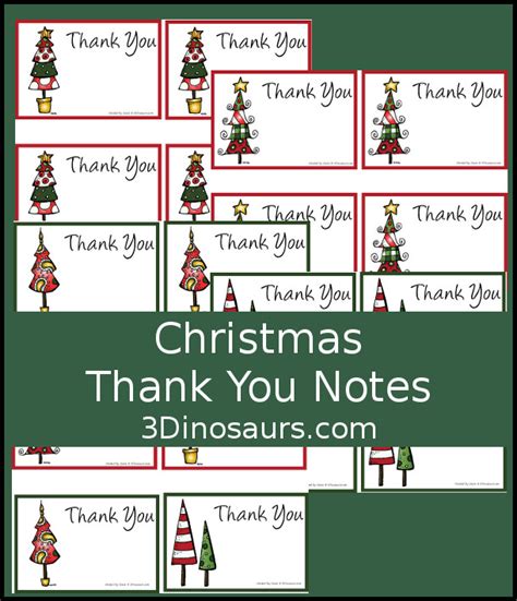 Christmas Thank You Notes Printable