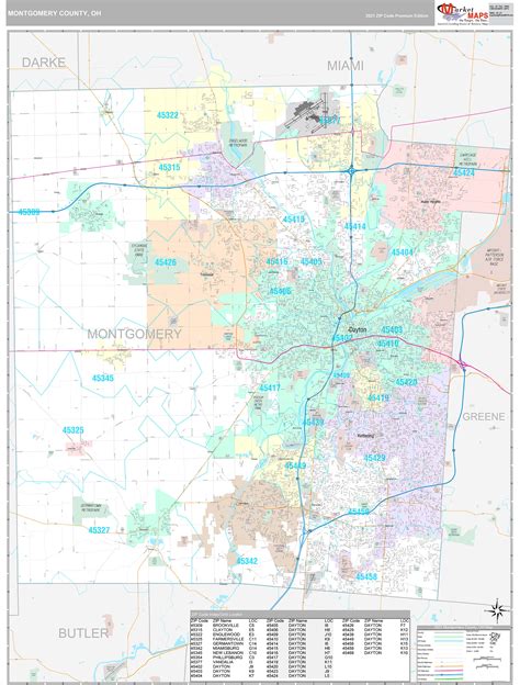 Montgomery County Oh Wall Map Premium Style By Marketmaps Mapsales