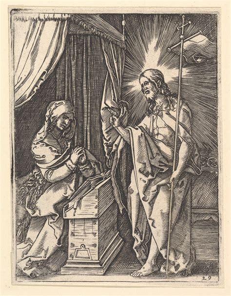 Marcantonio Raimondi Christ Appearing To Mary Who Is Kneeling In