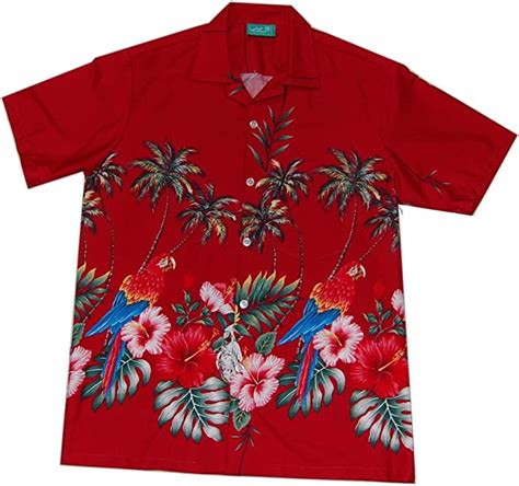Jade Fashions Inc Men S Hawaiin Cotton Paradise Parrot Red Aloha Shirt