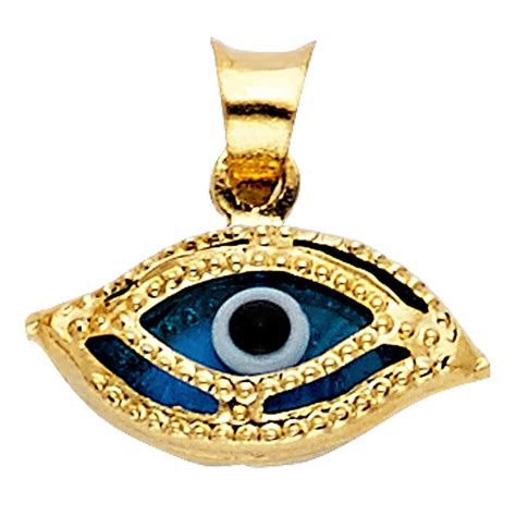 JewelryWeb 14k Yellow Gold Evil Eye Pendant Necklace 13x7mm Jewelry