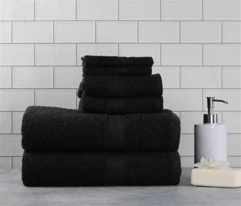 Mainstays Basic Bath Collection 6 Piece Towel Set Black 2 Bath 2