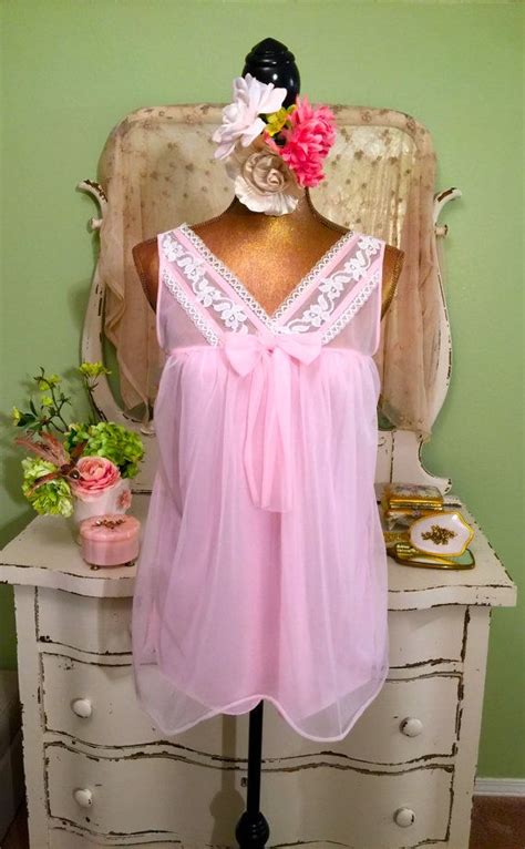 60s Pink Babydoll 1960s Nightgown Vintage Nightdress Etsy Night