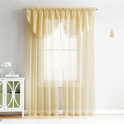 4 Piece Sheer Window Curtain Set For Living Room Dining Room Bay Windows 2 Voile Valance