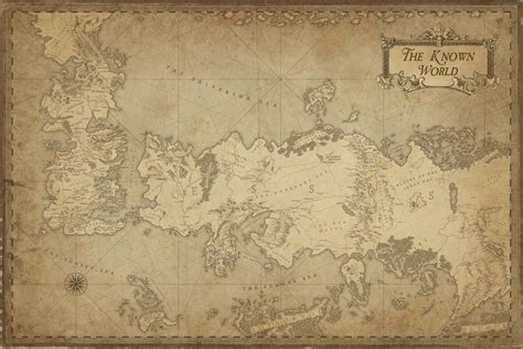 Map Of The Known World Ice And Fire World Map Poster World Map Wall