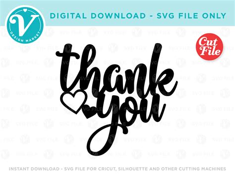 Thank You Svg File Only For Cricut And Silhouette Or Laser Etsy