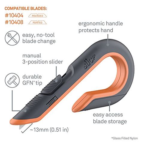 Slice 10400 Ceramic Box Cutter Blade Adjusts To 3 Positions Finger