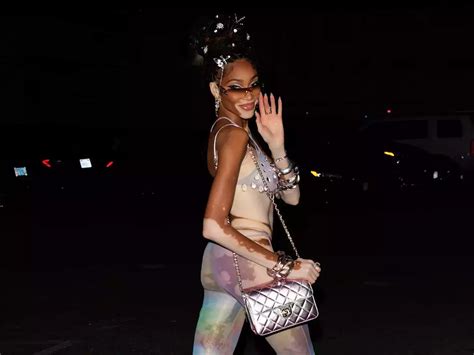 winnie harlow celebrated her 28th birthday in a see through outfit covered in crystals