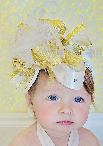 Buy Ivory And Gold Hair Bow Over The Top Gold And Ivory Baby Headband