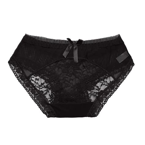 Sexy Mesh Lace Splice Briefs Panties Lingerie Underwear Women Elasticity Breathable Cotton