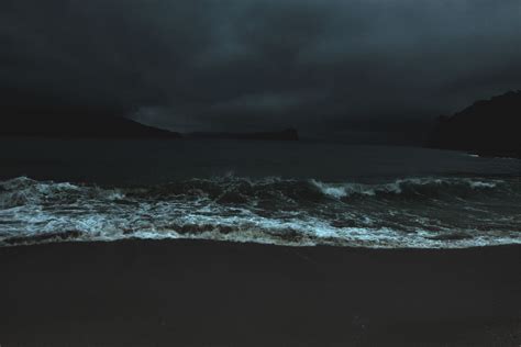 Beach At Night Night Sea Sombre Foto Art Blue Aesthetic Water