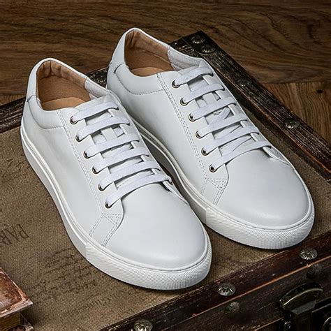 Mens Shoes Breathable Genuine Leather Casual White Shoes Handmade Flat