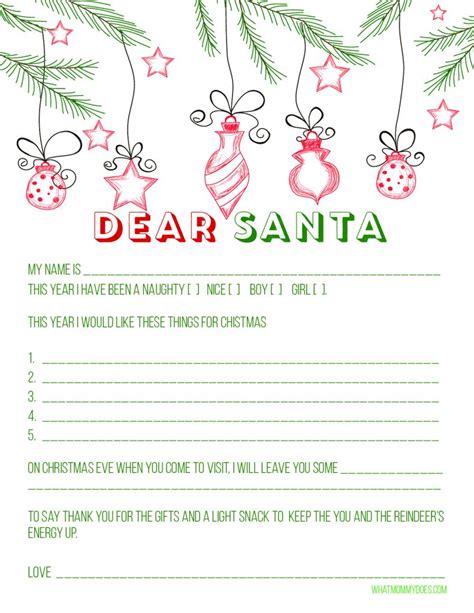 Blank Letter To Santa Template Free Printable What Mommy Does