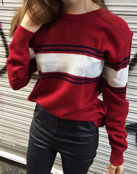 [mixxmix] stripe panel knit sweater kstylick latest korean fashion k pop styles fashion blog