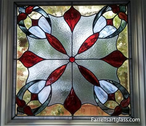 Stained Glass Window In A Red Flower Pattern