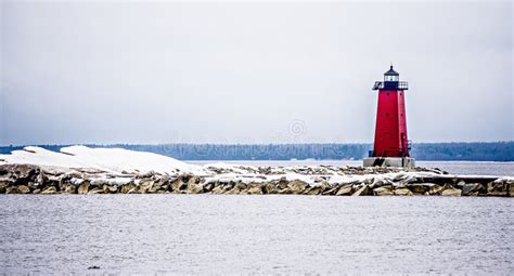 Manistique East Breakwater Lighthouse On Lake Michigan Stock Image