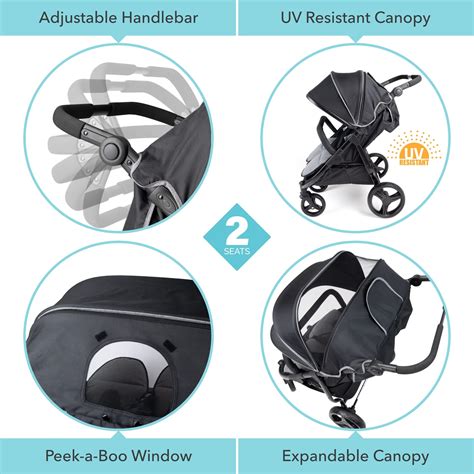 Gaggle By Foundations Roadster Side By Side Double Stroller Easy To