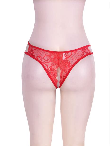 Ohyeahlady Women Crotchless Panties Briefs Transparent Floral Lace V Panties Underwear Pack