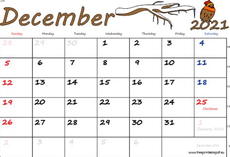 December 2021 Usa Calendar Free Printable Pdf