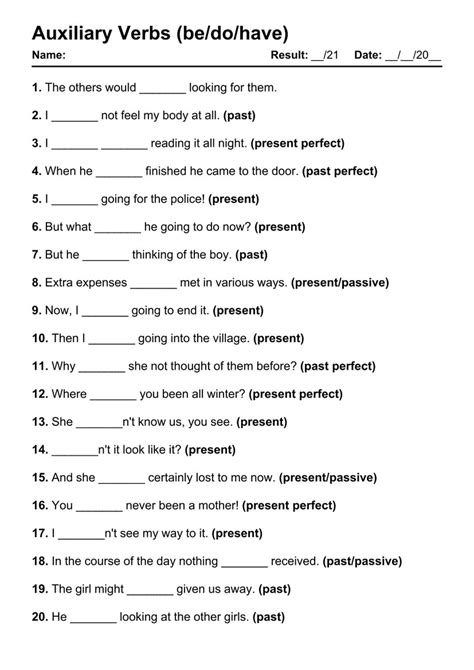 Printable Auxiliary Verbs Pdf Worksheets With Answers Grammarism