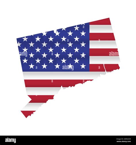 Connecticut Us State Flag Map Isolated On White Illustration Stock