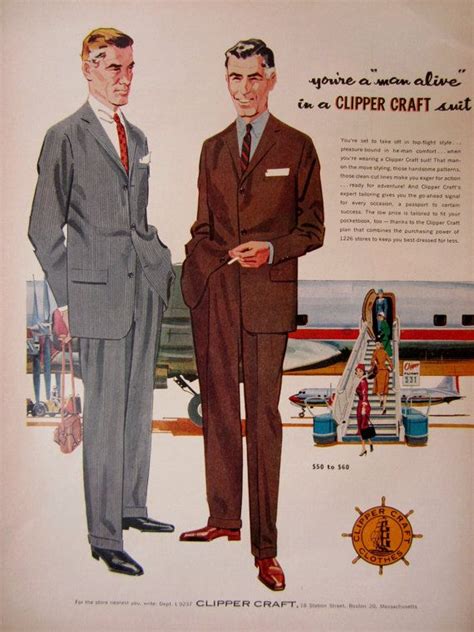 1957 Clipper Craft Mens Suits Vintage Advertisement Bedroom Wall Art