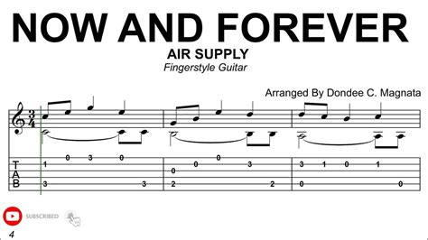 Now And Forever Air Supply Fingerstyle Guitar Tabs Youtube