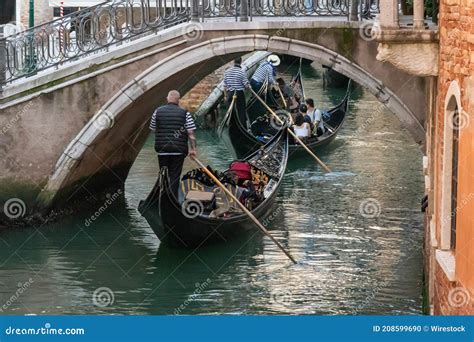 Gondolas Passing Under Bridge Editorial Image Image Of Bridge Canal