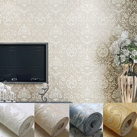 10m 3d European Style Wall Paper Luxury Designed Damask Embossed