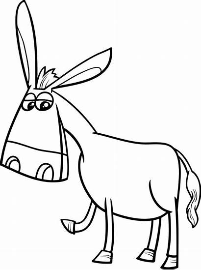 Donkey Cartoon Coloring Clipart Vector Premium Farm