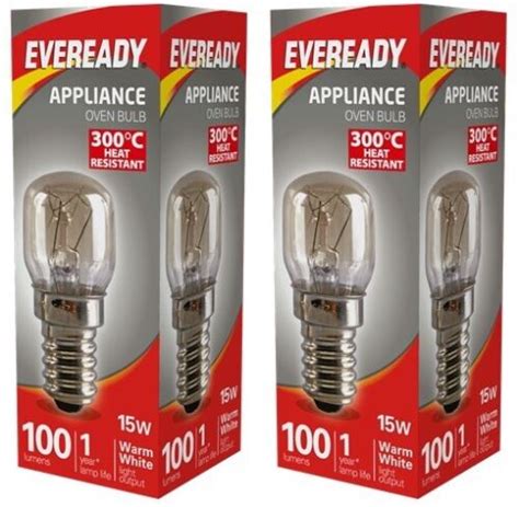 2x Eveready 300°c Cooker Oven Appliance Lamp Bulb 15w 240v Ses Base