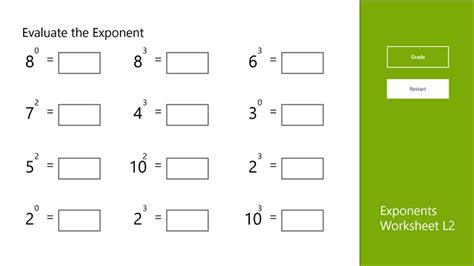 Exponents Worksheet L2 For Windows 8 And 81