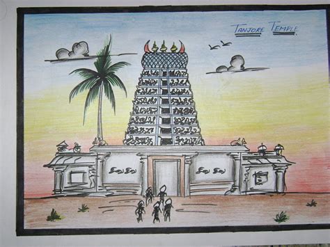 Temple Drawing Abstract Drawings Indian Art Paintings