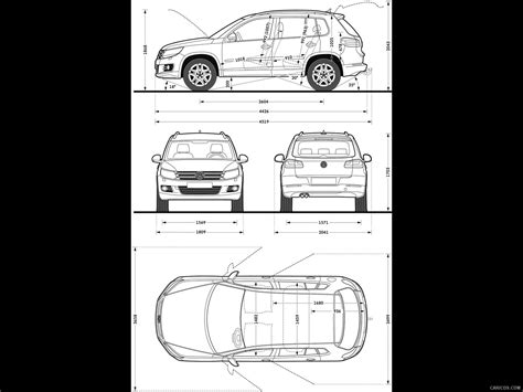 Volkswagen Tiguan 2012my Dimensions Of Version With 28 Degree Angle