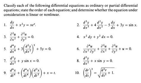 Solved Classify Each Of The Following Differential Equations Chegg Com