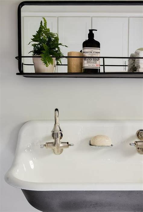 This over the sink shelf is an ideal solution to create storage for your decorative or organizational needs. Vintage Mirror with Shelf Over Trough Sink - Vintage ...