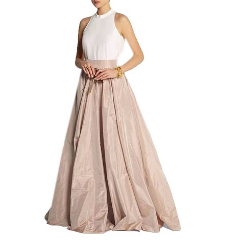 Vintage Khaki Taffeta Floor Length Skirts For Lady To Prom Party Long